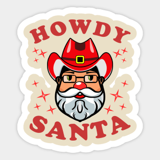 Santa Claus Cowboy Hat Red Christmas Xmas Sticker